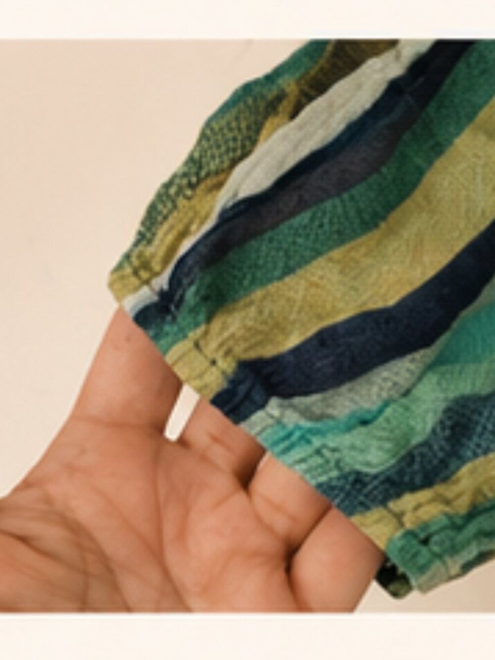 Liverpool Los Angeles Striped Gauze Blouse Green Blue Button Front M - Picture 5 of 5